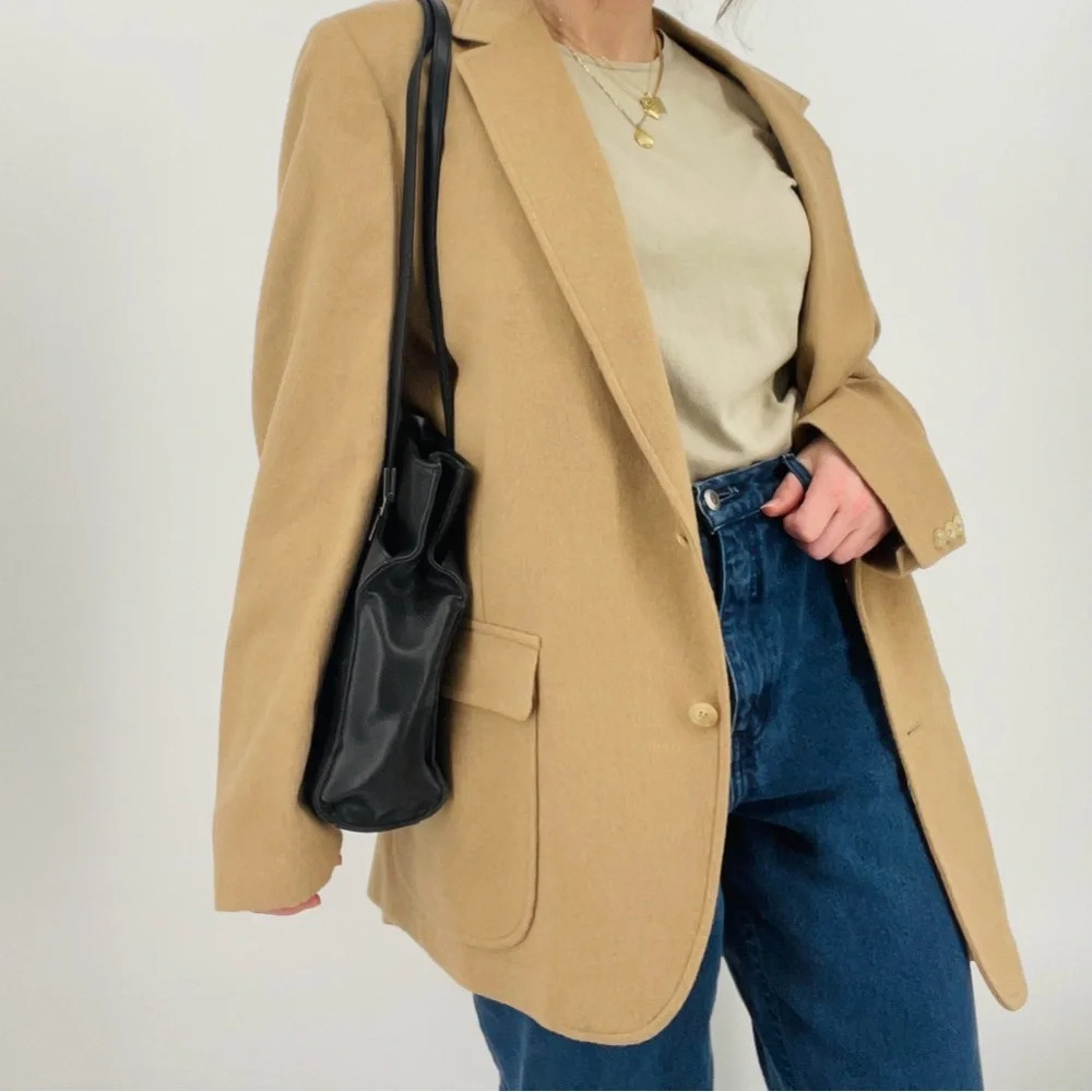 vintage 100% camel hair oversized iconic neutral blazer